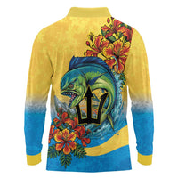 Barbados Mahi-mahi Trident Long Sleeve Polo Shirt - Wonder Print Shop