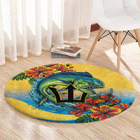 Barbados Mahi-mahi Trident Round Carpet - Wonder Print Shop