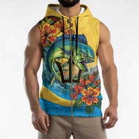 Barbados Mahi-mahi Trident Sleeveless Zip Hoodie - Wonder Print Shop