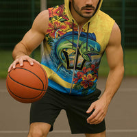 Barbados Mahi-mahi Trident Sleeveless Zip Hoodie - Wonder Print Shop