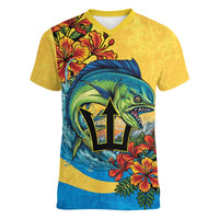 Barbados Mahi-mahi Trident Women V-Neck T-Shirt - Wonder Print Shop