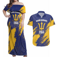 Barbados Pride Est 1966 Couples Matching Off Shoulder Maxi Dress and Hawaiian Shirt - Wonder Print Shop