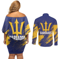 Barbados Pride Est 1966 Couples Matching Off Shoulder Short Dress and Long Sleeve Button Shirt - Wonder Print Shop