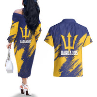 Barbados Pride Est 1966 Couples Matching Off The Shoulder Long Sleeve Dress and Hawaiian Shirt - Wonder Print Shop