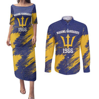 Barbados Pride Est 1966 Couples Matching Puletasi and Long Sleeve Button Shirt - Wonder Print Shop