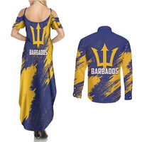 Barbados Pride Est 1966 Couples Matching Summer Maxi Dress and Long Sleeve Button Shirt - Wonder Print Shop