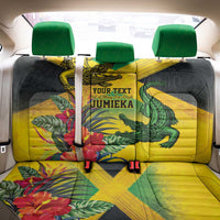 Personalized Jamaica Crocodile Back Car Seat Cover Tropical Flowers Grunge Flag - Wonder Print Shop