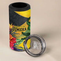 Personalized Jamaica Crocodile 4 in 1 Can Cooler Tumbler Tropical Flowers Grunge Flag - Wonder Print Shop