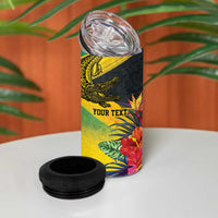Personalized Jamaica Crocodile 4 in 1 Can Cooler Tumbler Tropical Flowers Grunge Flag - Wonder Print Shop