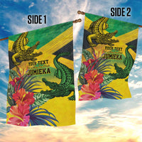 Personalized Jamaica Crocodile Garden Flag Tropical Flowers Grunge Flag - Wonder Print Shop