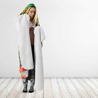 Personalized Jamaica Crocodile Hooded Blanket Tropical Flowers Grunge Flag - Wonder Print Shop
