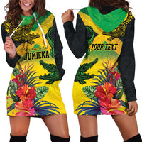 Personalized Jamaica Crocodile Hoodie Dress Tropical Flowers Grunge Flag - Wonder Print Shop