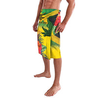 Personalized Jamaica Crocodile Lavalava Tropical Flowers Grunge Flag - Wonder Print Shop