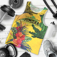 Personalized Jamaica Crocodile Men Tank Top Tropical Flowers Grunge Flag - Wonder Print Shop