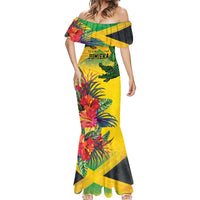 Personalized Jamaica Crocodile Mermaid Dress Tropical Flowers Grunge Flag - Wonder Print Shop