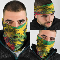 Personalized Jamaica Crocodile Neck Gaiter Tropical Flowers Grunge Flag - Wonder Print Shop
