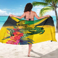 Personalized Jamaica Crocodile Sarong Tropical Flowers Grunge Flag - Wonder Print Shop