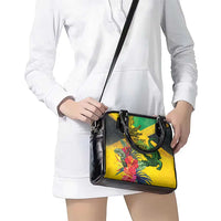 Personalized Jamaica Crocodile Shoulder Handbag Tropical Flowers Grunge Flag - Wonder Print Shop