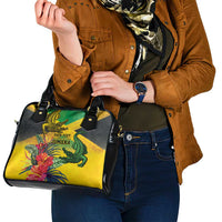 Personalized Jamaica Crocodile Shoulder Handbag Tropical Flowers Grunge Flag - Wonder Print Shop