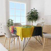 Personalized Jamaica Crocodile Tablecloth Tropical Flowers Grunge Flag - Wonder Print Shop
