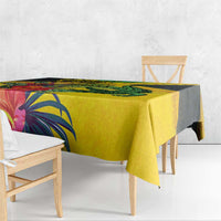 Personalized Jamaica Crocodile Tablecloth Tropical Flowers Grunge Flag - Wonder Print Shop