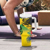 Personalized Jamaica Crocodile Tumbler With Handle Tropical Flowers Grunge Flag - Wonder Print Shop