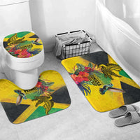 Personalized Jamaica Crocodile Hummingbird Bathroom Set Tropical Flowers Grunge Flag - Wonder Print Shop
