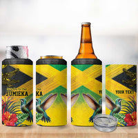 Personalized Jamaica Crocodile Hummingbird 4 in 1 Can Cooler Tumbler Tropical Flowers Grunge Flag - Wonder Print Shop