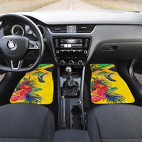 Personalized Jamaica Crocodile Hummingbird Car Mats Tropical Flowers Grunge Flag - Wonder Print Shop