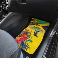 Personalized Jamaica Crocodile Hummingbird Car Mats Tropical Flowers Grunge Flag - Wonder Print Shop