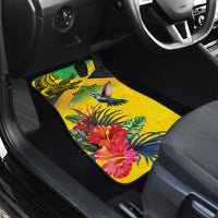 Personalized Jamaica Crocodile Hummingbird Car Mats Tropical Flowers Grunge Flag - Wonder Print Shop