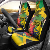 Personalized Jamaica Crocodile Hummingbird Car Seat Cover Tropical Flowers Grunge Flag - Wonder Print Shop