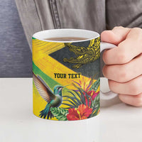 Personalized Jamaica Crocodile Hummingbird Ceramic Mug Tropical Flowers Grunge Flag - Wonder Print Shop