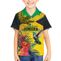 Personalized Jamaica Crocodile Hummingbird Family Matching Tank Maxi Dress and Hawaiian Shirt Tropical Flowers Grunge Flag - Wonder Print Shop