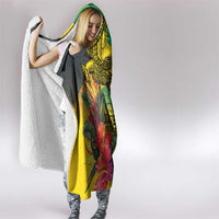 Personalized Jamaica Crocodile Hummingbird Hooded Blanket Tropical Flowers Grunge Flag - Wonder Print Shop