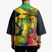 Personalized Jamaica Crocodile Hummingbird Kimono Tropical Flowers Grunge Flag - Wonder Print Shop