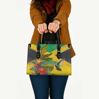 Personalized Jamaica Crocodile Hummingbird Leather Bag Tropical Flowers Grunge Flag - Wonder Print Shop