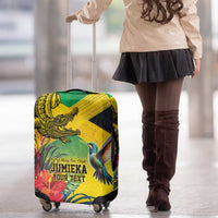 Personalized Jamaica Crocodile Hummingbird Luggage Cover Tropical Flowers Grunge Flag - Wonder Print Shop