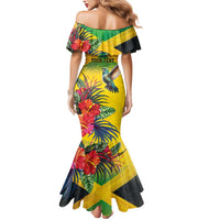 Personalized Jamaica Crocodile Hummingbird Mermaid Dress Tropical Flowers Grunge Flag - Wonder Print Shop