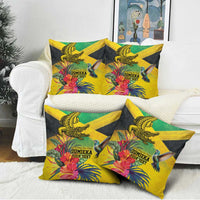 Personalized Jamaica Crocodile Hummingbird Pillow Cover Tropical Flowers Grunge Flag - Wonder Print Shop