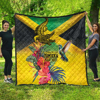 Personalized Jamaica Crocodile Hummingbird Quilt Tropical Flowers Grunge Flag - Wonder Print Shop