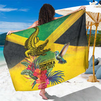 Personalized Jamaica Crocodile Hummingbird Sarong Tropical Flowers Grunge Flag - Wonder Print Shop