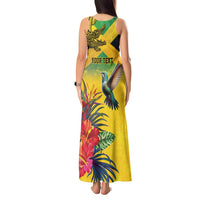 Personalized Jamaica Crocodile Hummingbird Tank Maxi Dress Tropical Flowers Grunge Flag - Wonder Print Shop