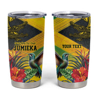 Personalized Jamaica Crocodile Hummingbird Tumbler Cup Tropical Flowers Grunge Flag - Wonder Print Shop
