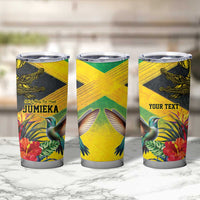 Personalized Jamaica Crocodile Hummingbird Tumbler Cup Tropical Flowers Grunge Flag - Wonder Print Shop