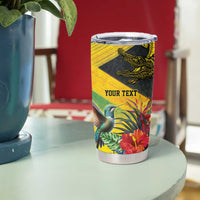 Personalized Jamaica Crocodile Hummingbird Tumbler Cup Tropical Flowers Grunge Flag - Wonder Print Shop