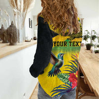Personalized Jamaica Crocodile Hummingbird Women Casual Shirt Tropical Flowers Grunge Flag - Wonder Print Shop
