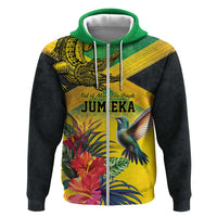 Personalized Jamaica Crocodile Hummingbird Zip Hoodie Tropical Flowers Grunge Flag - Wonder Print Shop