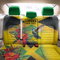 Personalized Jamaica Hummingbird Back Car Seat Cover Tropical Flowers Grunge Flag - Wonder Print Shop