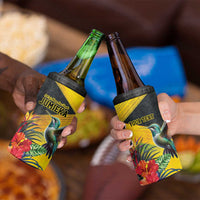 Personalized Jamaica Hummingbird 4 in 1 Can Cooler Tumbler Tropical Flowers Grunge Flag - Wonder Print Shop